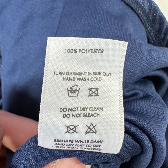 Lucy in the Sky Dress Womens Medium Blue Foil Flare Sleeve Mini Party Drape - Picture 6 of 11